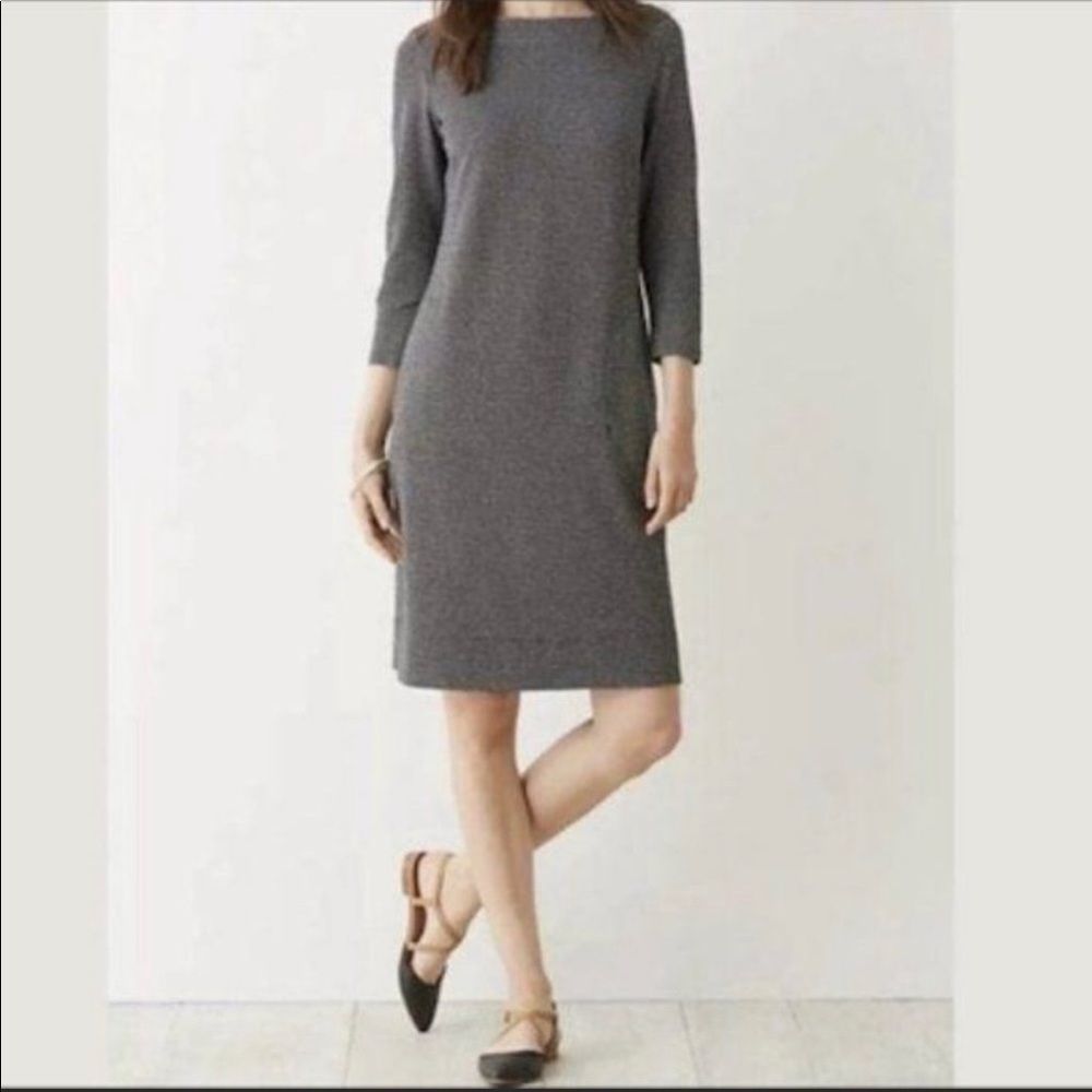 J. Jill Petite Womens Sz SP Ponte Knit 3/4 Sleeve Sheath Dress Pockets